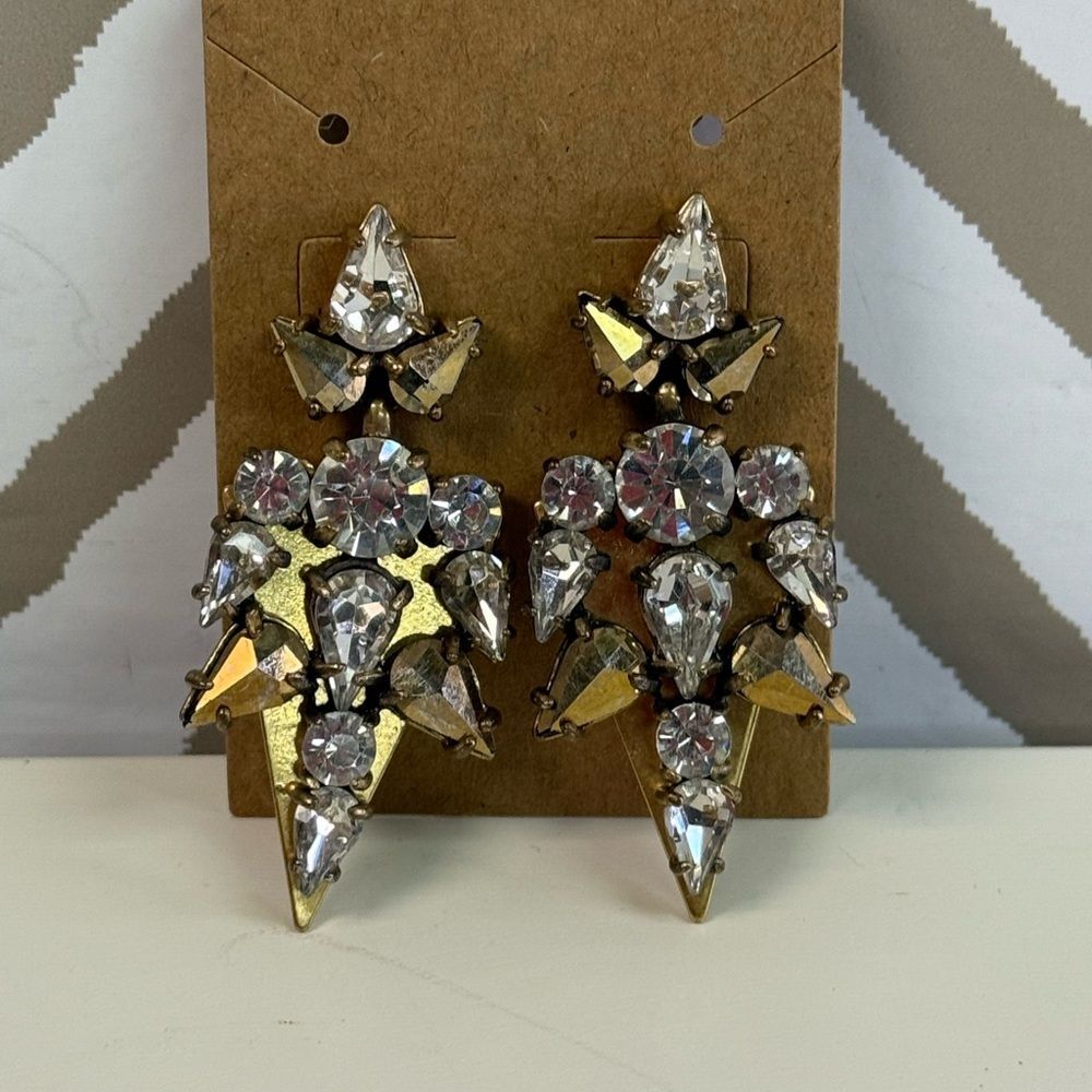 J Crew Gorgeous Clear Rhinestone Dangle Earrings